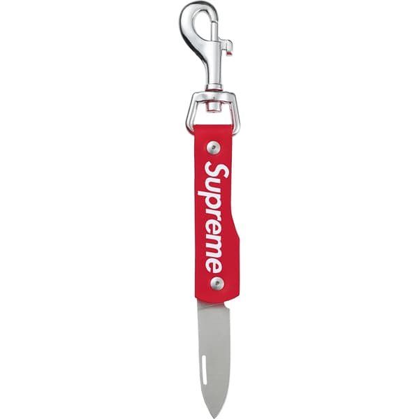 Supreme Leather Clip Knife - Red (front)
