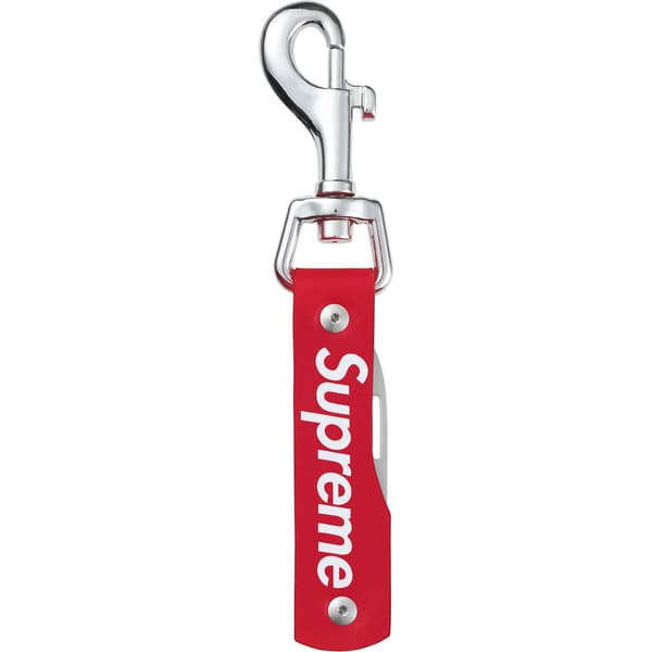 Supreme Leather Clip Knife - Red (front)