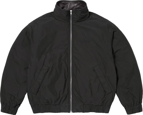 Supreme Leather Collar Utility Jacket - Black (front)