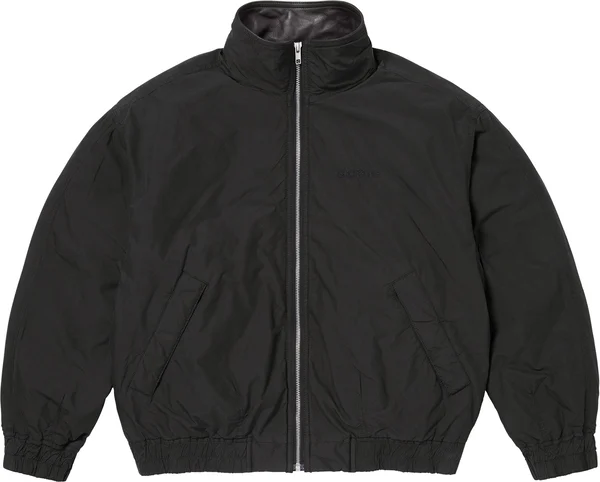 Supreme Leather Collar Utility Jacket - Black (front)