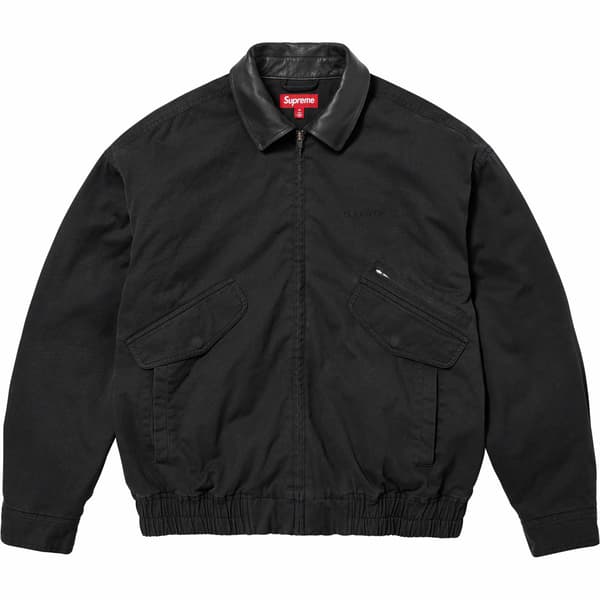 Supreme Leather Collar Utility Jacket - Black (front)