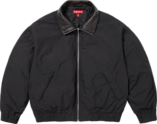 Supreme Leather Collar Utility Jacket - Black (front)