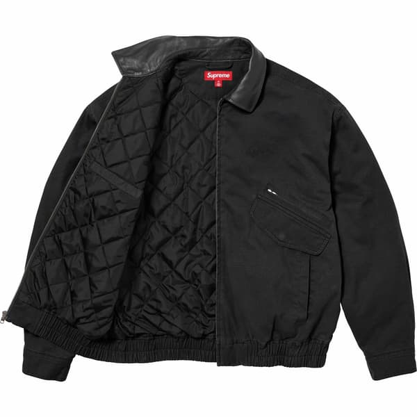 Supreme Leather Collar Utility Jacket - Black (front)