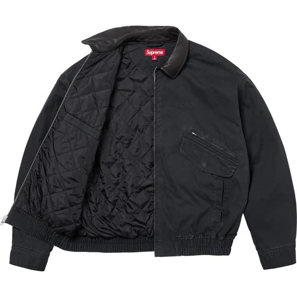 Supreme Leather Collar Utility Jacket - Black (front)