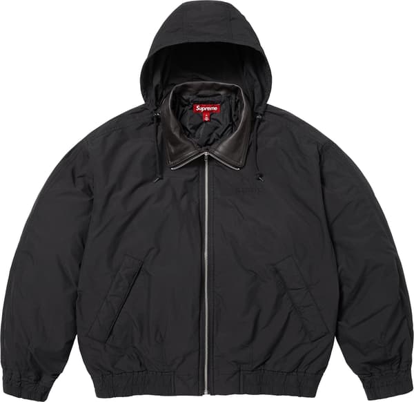 Supreme Leather Collar Utility Jacket - Black (front)