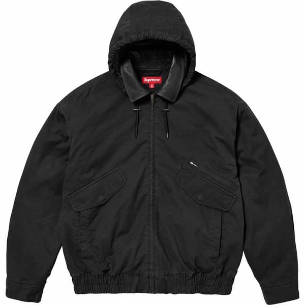 Supreme Leather Collar Utility Jacket - Black (front)