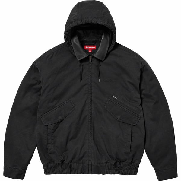 Supreme Leather Collar Utility Jacket - Black (front)