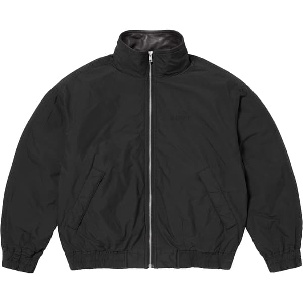 Supreme Leather Collar Utility Jacket - Black (front)