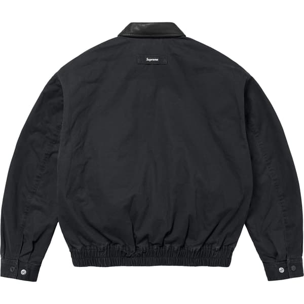 Supreme Leather Collar Utility Jacket - Black (front)