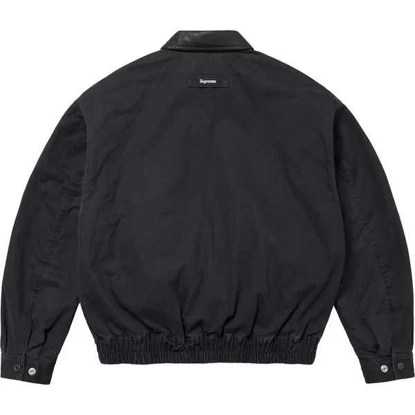 Supreme Leather Collar Utility Jacket - Black (front)
