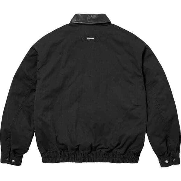 Supreme Leather Collar Utility Jacket - Black (front)