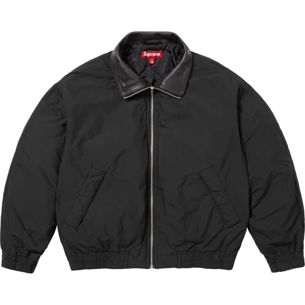 Supreme Leather Collar Utility Jacket - Black (front)