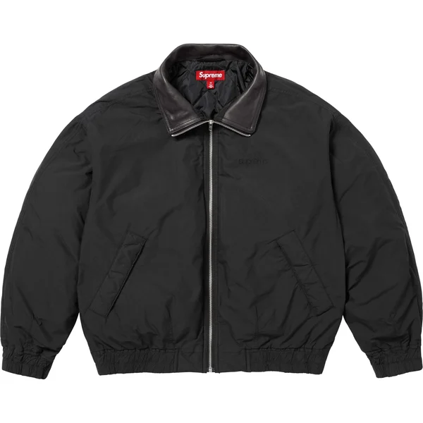 Supreme Leather Collar Utility Jacket - Black (front)