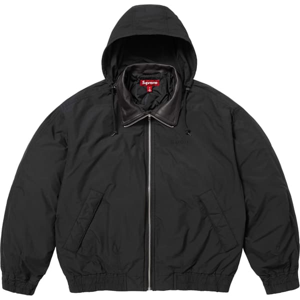 Supreme Leather Collar Utility Jacket - Black (front)