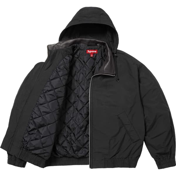 Supreme Leather Collar Utility Jacket - Black (front)