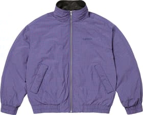 Supreme Leather Collar Utility Jacket Blue Plaid