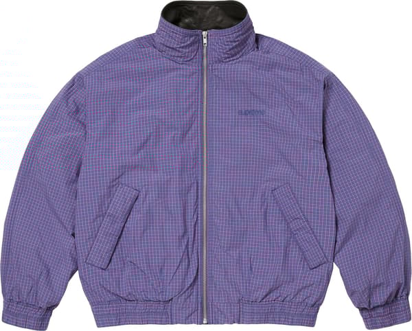 Supreme Leather Collar Utility Jacket - Blue Plaid (front)