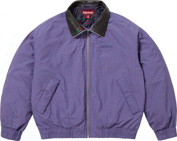 Supreme Leather Collar Utility Jacket - Blue Plaid (front)