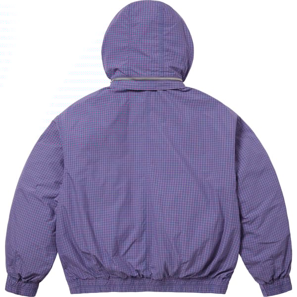 Supreme Leather Collar Utility Jacket - Blue Plaid (front)