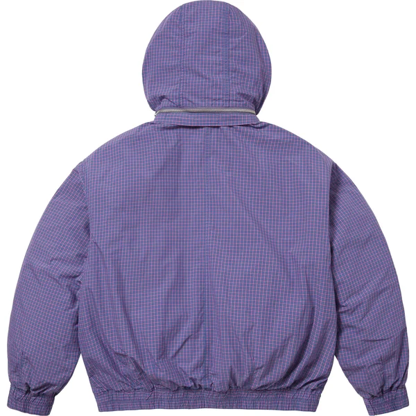 Supreme Leather Collar Utility Jacket - Blue Plaid (front)