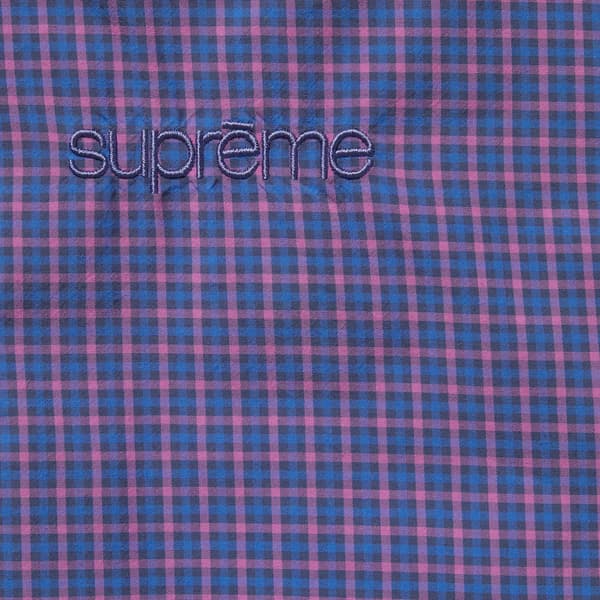 Supreme Leather Collar Utility Jacket - Blue Plaid (front)