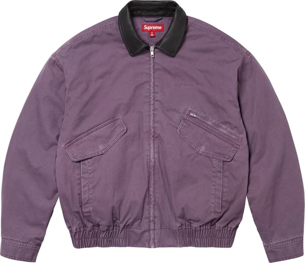 Supreme Leather Collar Utility Jacket - Dusty Purple (front)