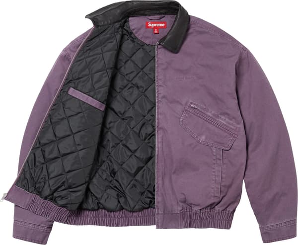 Supreme Leather Collar Utility Jacket - Dusty Purple (front)