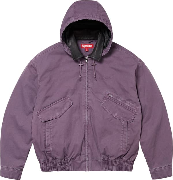 Supreme Leather Collar Utility Jacket - Dusty Purple (front)