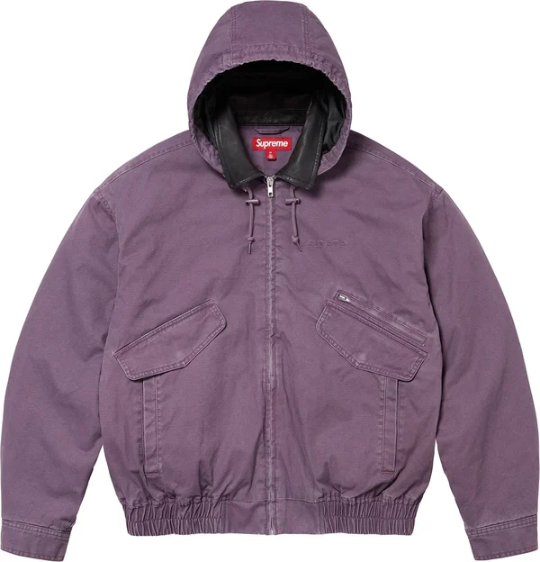 Supreme Leather Collar Utility Jacket - Dusty Purple (front)