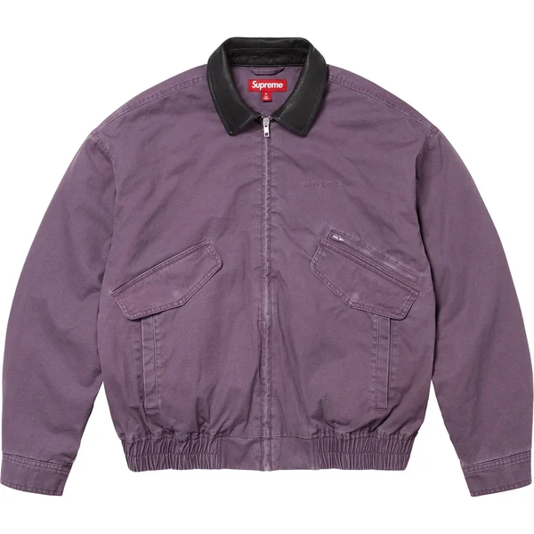 Supreme Leather Collar Utility Jacket - Dusty Purple (front)