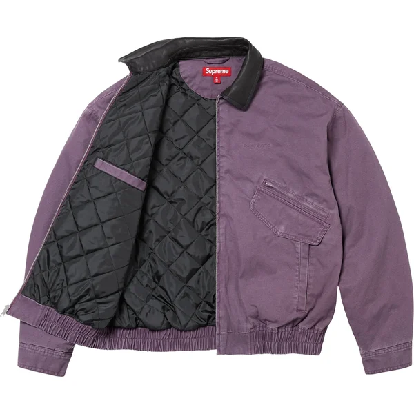 Supreme Leather Collar Utility Jacket - Dusty Purple (front)