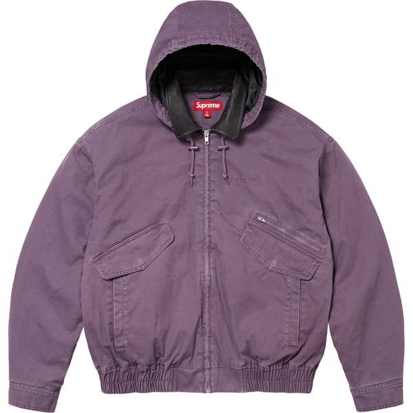 Supreme Leather Collar Utility Jacket - Dusty Purple (front)