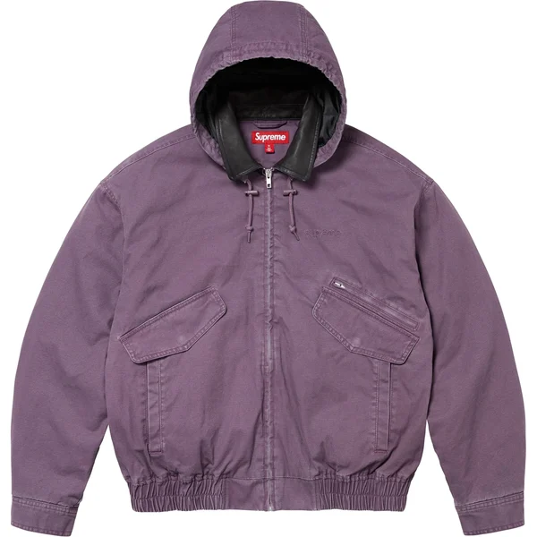 Supreme Leather Collar Utility Jacket - Dusty Purple (front)