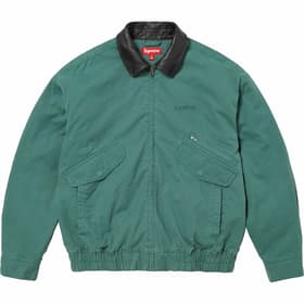 Supreme Leather Collar Utility Jacket Green