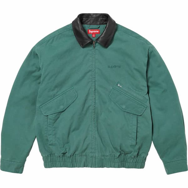 Supreme Leather Collar Utility Jacket - Green (front)