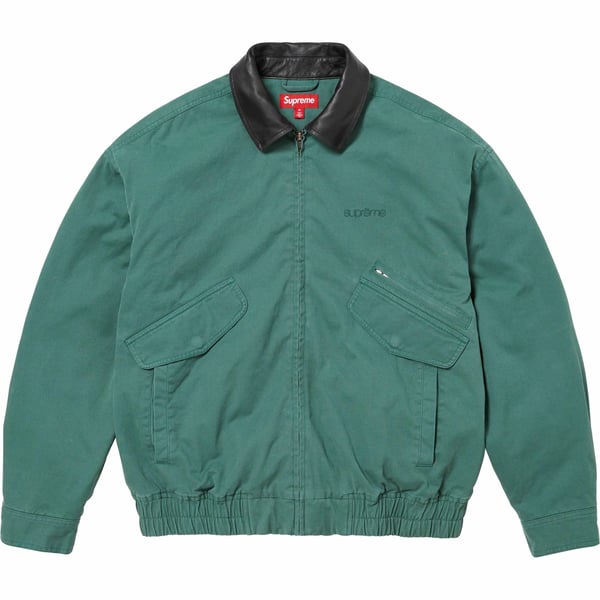 Supreme Leather Collar Utility Jacket - Green (front)