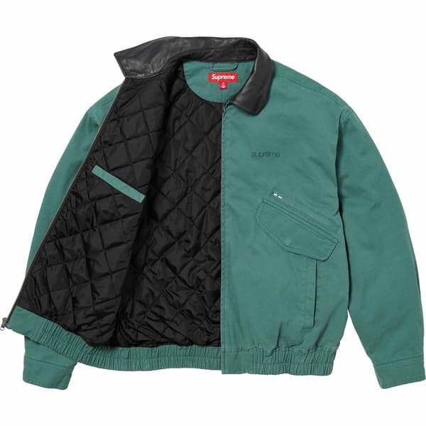 Supreme Leather Collar Utility Jacket - Green (front)