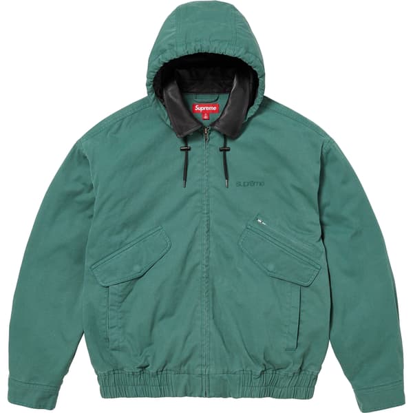 Supreme Leather Collar Utility Jacket - Green (front)