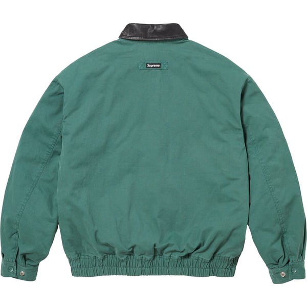 Supreme Leather Collar Utility Jacket - Green (front)