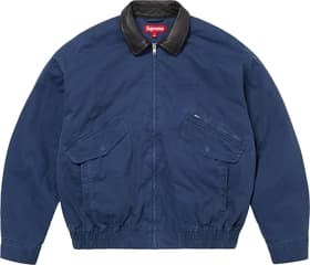 Supreme Leather Collar Utility Jacket Navy