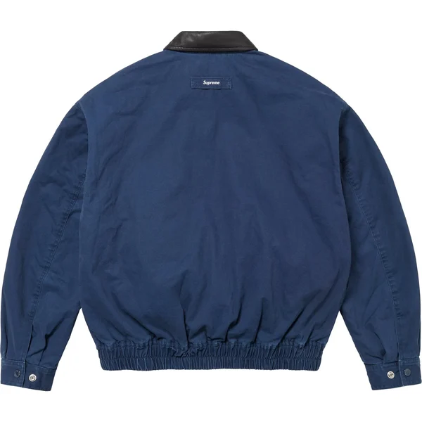 Supreme Leather Collar Utility Jacket - Navy (front)