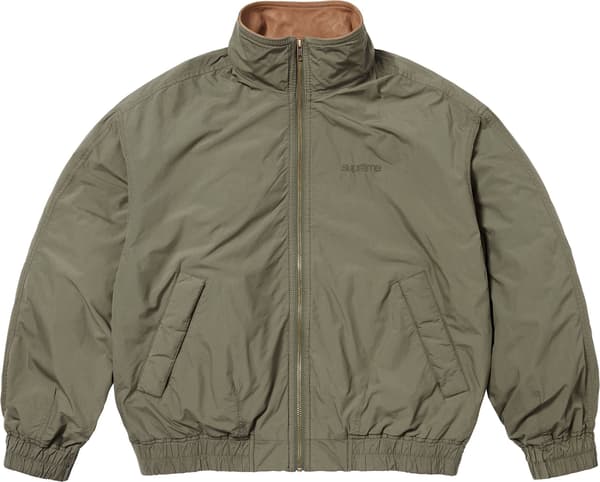 Supreme Leather Collar Utility Jacket - Olive (front)