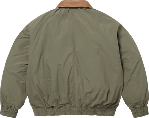 Supreme Leather Collar Utility Jacket - Olive (front)