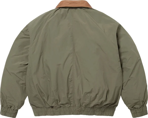 Supreme Leather Collar Utility Jacket - Olive (front)