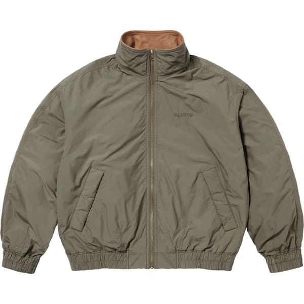 Supreme Leather Collar Utility Jacket - Olive (front)
