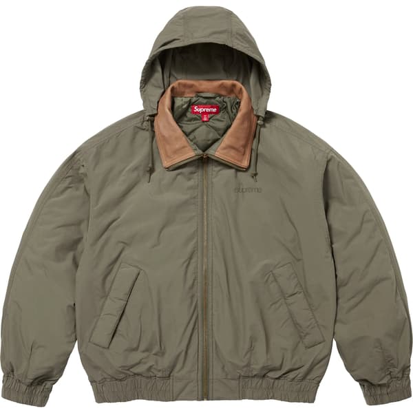 Supreme Leather Collar Utility Jacket - Olive (front)