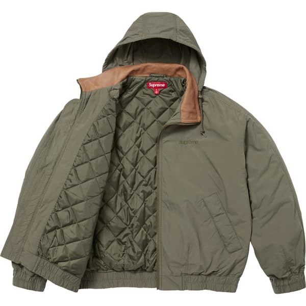 Supreme Leather Collar Utility Jacket - Olive (front)