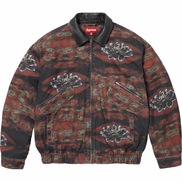Supreme Leather Collar Utility Jacket - Peacock (front)