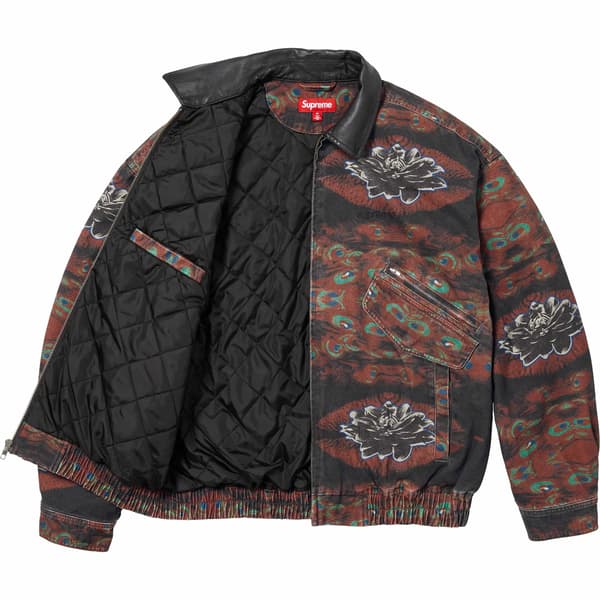 Supreme Leather Collar Utility Jacket - Peacock (front)