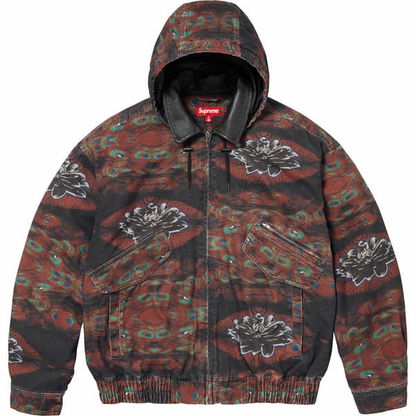 Supreme Leather Collar Utility Jacket - Peacock (front)